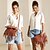 baratos Malas com Alça-Mulheres Bolsa crossbody Bolsa de ombro Bolsa Hobo Couro PU Tachas Mocassim Grande Capacidade Côr Sólida Preto Branco Marron