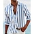abordables camisa con botones para hombre-Hombre Camisa Abotonar la camisa Camisa casual Camisa de verano Camisa de playa Negro Rojo Azul Real Gris Manga Larga Rayas Cuello Vuelto Hawaiano Festivos Abotonar Ropa Moda Casual Cómodo