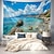 billige Ocean Beach Tapestry-Grækenland landskab hængende gobelin vægkunst stort gobelin vægmaleri indretning fotografi baggrund tæppe gardin hjem soveværelse stue dekoration