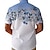 お買い得  メンズプリントシャツ-フラワー カジュアル 男性用 シャツ 日常 祝日 夏 春 秋 スタンド 半袖 ホワイト S, M, L ポリエステル シャツ