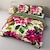 billige Dynetrekk sett-fargerik floral plysj stoff seng dun dynetrekk enkelt liten seng varmt jordbær sengesett 2-delt sett 3-delt sett lett og mykt kort losett
