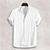 tanie Koszule bawełniane i lniane-Męskie Koszula Koszula z lnu bawełnianego Biała bawełniana koszula Codzienna koszula Czarny Biały Żółty Krótki rękaw Równina Stójka Lato Ulica Hawajskie Odzież Przycisk w dół