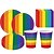 Χαμηλού Κόστους Pride Parade Δεκ-lgbt Ιουνίου rainbow party σετ χάρτινου πιάτου μιας χρήσης πολύχρωμα ριγέ πάρτι σερβίτσια μιας χρήσης