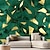 abordables Papel tapiz floral y plantas-Fondos de pantalla geniales, mural de pared, papel tapiz de hojas doradas y verdes, pegatina de pared que cubre, adhesivo de impresión requerido, lienzo, decoración del hogar
