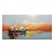 voordelige Olieverfschilderijen-handgemaakte olieverf canvas kunst aan de muur decoratie moderne abstracte zee zonsondergang zeilboot landschap voor woonkamer home decor gerold frameloos ongerekt schilderij