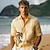 abordables Chemises imprimées pour hommes-chemises pour hommes cocotier hawaïen resort mode chemise décontractée chemise décontractée décontracté quotidien été printemps et automne col de chemise à manches longues jaune lin coton mélange chemise normale