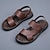 billige Herresandaler-herre lædersandaler sorte brune sommersandaler strandtøfler afslappede daglige åndbare skridsikre sko