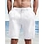 cheap Linen Shorts-Men&#039;s Shorts Linen Shorts Summer Shorts Beach Shorts Pocket Drawstring Plain Breathable Soft Knee Length Daily Holiday Beach Stylish Casual White Blue Inelastic