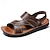 cheap Men&#039;s Sandals-Men&#039;s Leather Sandals Summer Sandals Fashion Sandals Beach Vacation Breathable Slippers Shoes Black Brown
