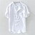 preiswerte Baumwoll-Leinenhemd-Herren Hemd leinenhemd Hemd aus Baumwollleinen Popover-Shirt Lässiges Hemd Weiß Gelb Himmelblau Kurzarm Glatt Stehkragen Sommer Strasse Hawaiianisch Bekleidung Button-Down