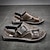 baratos Sandálias para Homem-Sandálias de couro masculinas sandálias de verão casuais férias praia couro respirável sapatos cinza