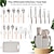 cheap Kitchen Utensils &amp; Gadgets-19 Pcs Kitchen Cooking Utensils and Knife Set with Block, Include 11 Pcs Silicone Cooking Utensils Set 5 Pieces Sharp Stainless Steel Chef Knives Scissors Whisk Tongs and Cutting Board