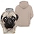 cheap Men&#039;s Pullover Hoodies-Pug Dog Hoodie Mens Graphic Pullover Sweatshirt Khaki Hooded Prints Daily Sports 3D Basic Streetwear Designer Spring &amp; Fall Clothing Apparel Casual Brown Cotton Animal