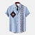 cheap Men&#039;s Printed Shirts-Men&#039;s 20% Linen Shirt Short Sleeve Turndown Blue, khaki Shirt Daily