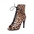 cheap Women&#039;s Heels-Women&#039;s Heels Retro Sandals Boots Summer Boots Heel Boots Party Leopard Buckle Lace-up Stiletto Peep Toe Fashion PU Lace-up Black White Blue