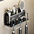 baratos Conjunto de acessórios de casa de banho-rack de escova de dentes de ouro preto banheiro banheiro não perfurado montado na parede enxaguatório bucal elétrico copo copo de escova montado na parede espaço rack de armazenamento de alumínio