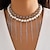 baratos Colares-colares em camadas Imitação de Pérola Mulheres Borla Franjas Casamento Gotas Colar Para Casamento Festa Rua