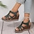 cheap Women&#039;s Sandals-Women&#039;s Sandals Wedge Sandals Daily Hidden Heel Open Toe Casual Faux Leather Magic Tape Green Khaki