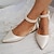 cheap Women&#039;s Flats-Women&#039;s Flats Comfort Shoes Wedding Daily Hollow-out Imitation Pearl Flat Heel Pointed Toe Comfort Minimalism Faux Leather Lace-up Ivory