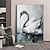 tanie Obrazy olejne-2 zestawy abstrakcyjny oryginalny czarny biały łabędź ręcznie malowany obraz olejny na płótnie łabędź dekoracje ścienne łabędź na wodzie oryginalny ptak sztuka łabędź 3d grafika natura dekoracje