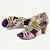 cheap Women&#039;s Sandals-Women&#039;s Sandals Floral Cut-out Platform Cone Heel Chunky Heel Peep Toe Elegant Vintage Cowhide Zipper Yellow Blue Light Purple
