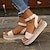 billige Sandaler til kvinder-kvinders platform kile sandaler nitte åben tå ankel spænde rem espadrilles sko casual udendørs sandaler sort hvid abrikos