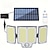 billiga Utomhuslampetter-shustar-280 led utomhussolljus med rörelsesensor solskyddsljus med fjärrkontroll 3 lägen 3-huvud solar strålkastare med förlängningskabel för gård garage veranda
