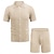 baratos Conjuntos de camisas básicas masculinas-Masculino Pólo Polo de malha Camisa de golfe Manga Curta Lapela Verão Cor Sólida / Simples Preto Azul Marinho Escuro Caqui Top Tee para Homens