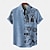 cheap Men&#039;s Graphic Cotton Linen Shirts-Men&#039;s 18.6% Linen 63.2% Polyester 18.2% Cellulose Fiber Shirt Short Sleeve Turndown Blue, Green, khaki Shirt Daily
