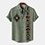 abordables Camisas estampadas para hombre-Hombre 20% lino Camisa Manga Corta Cuello Vuelto Verde Trébol, Color Caquí, Beige Camisa Diario