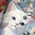 abordables Rideaux de Douche-Rideau de douche imprimé numérique chat mignon 180 cm avec marguerites colorées - pour famille, famille d&#039;accueil, salle de bain, cloison de baignoire - tissu polyester imperméable à séchage rapide -