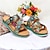 cheap Women&#039;s Sandals-Women&#039;s Sandals Slippers Plus Size Handmade Shoes Hand Embossed Outdoor Daily Vacation Floral Flower Platform Wedge Round Toe Bohemia Vintage Casual Walking Premium Leather Loafer Blue Purple Green