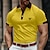 billige klassisk polo-Herre POLO T-skjorte Golf skjorte Avslappet Sport Ribbet polokrage Kortermet Mote Grunnleggende Fargeblokk Ku Lapper Broderi Sommer Normal Gul Rød Blå Grønn POLO T-skjorte