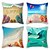 baratos Capa de almofada de férias-Capa de almofada decorativa de verão para praia, 4 peças, capa de almofada quadrada macia, fronha para quarto, sala de estar, sofá, cadeira