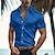 baratos camisa de botão masculina-Homens Camisa Social camisa de botão Camisa casual camisa de verão camisa de praia Branco Azul Verde Manga Curta Riscas Lapela Diário Férias Roupa Moda Casual Confortável