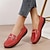 זול מוקסינים לנשים-אבזם מתכת חלק לנשים נעלי החלקה קז&#039;ואל שטוחות נעלי נוחות קלות משקל שחור אדום בורדו כחול בז&#039;