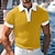 cheap Classic Polo-Men&#039;s Golf Shirt Knit Polo Work Casual Ribbed Polo Collar Classic Short Sleeve Basic Modern Color Block Ribbed Spring &amp; Summer Regular Fit White Yellow Blue Green Gray Golf Shirt