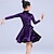 preiswerte Kleidung für lateinamerikanische Tänze-Latein-Tanz Tanzkleidung für Kinder Kleid Sattelgurt Knöpfe Pure Farbe Mädchen Leistung Ausbildung Langarm Hoch Terylen