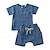 preiswerte Sets-2 Stück T-Shirt für Kleinkinder &amp;Shorts Outfit einfarbig Kurzarm Set Schulmode Sommer Frühling 3-7 Jahre