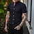 お買い得  メンズボタンアップシャツ-男性用 シャツ ボタンアップシャツ カジュアルシャツ サマーシャツ ビーチシャツ ブラック ホワイト ネイビーブルー グレー 半袖 平織り Band Collar ハワイアン 祝日 衣類 ファッション カジュアル 快適