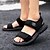 baratos Sandálias para Homem-Sandálias de verão pretas masculinas sandálias planas sandálias esportivas casuais férias diárias praia lona sapatos respiráveis