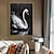 tanie Obrazy olejne-2 zestawy abstrakcyjny oryginalny czarny biały łabędź ręcznie malowany obraz olejny na płótnie łabędź dekoracje ścienne łabędź na wodzie oryginalny ptak sztuka łabędź 3d grafika natura dekoracje