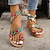זול כפכפים ונעלי בית לנשים-סנדלים לנשים כפכפי החלקה שטוחים צבעים מעורבים רדוד חיצוני פרחוני עקב שטוח עקב פתוח בוהן נעלי הליכה ססגוניות