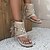 billige Ferietøfler-damekvast trendy flate sandaler, boho stil åpen tå spenne stropp string sandaler romerske strandsko khaki brun svart