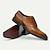 voordelige Klassieke Dress Schoenen-Voor heren Kleed schoenen Leer Italiaans volnerf rundleer Comfortabel Anti-slip Veters Zwart Bruin