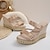 cheap Women&#039;s Sandals-Women&#039;s Wedge Sandals Platform Sandals Women Open Toe Knit Slip Slingback Party Home Office Sequin Platform Wedge Gold Sandals