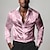billige Skjorter med tryk til mænd-mænds fritidsskjorter satin kunstsilke formel sommer forår efterår turndown lange ærmer pink, grøn s, m, l