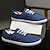 economico Sneakers da donna-sneakers da donna in tela bianca scarpe slip on basse scarpe da tennis casual leggere bianco blu