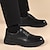 billige Oxfordsko til mænd-Herre Pæne sko Britiske stil plaid sko Gang Britisk Daglig Læder Øgende Højde Ankelstøvler Snøre Sort Brun Forår