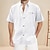 baratos Casual de negócios-Homens Camisa Social Camisa de linho de algodão Camisa casual Tecido Férias Casual Branco Verde cáqui Manga Curta Lapela Verão Roupa Bolsos